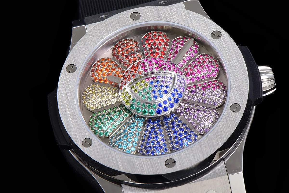 Classic Fusion Takashi Murakami 45mm Sunflower Dial in Steel on Rubber Strap