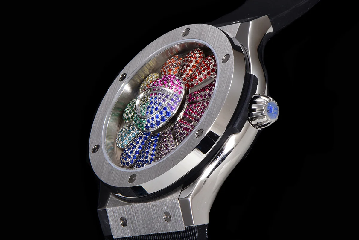Classic Fusion Takashi Murakami 45mm Sunflower Dial in Steel on Rubber Strap