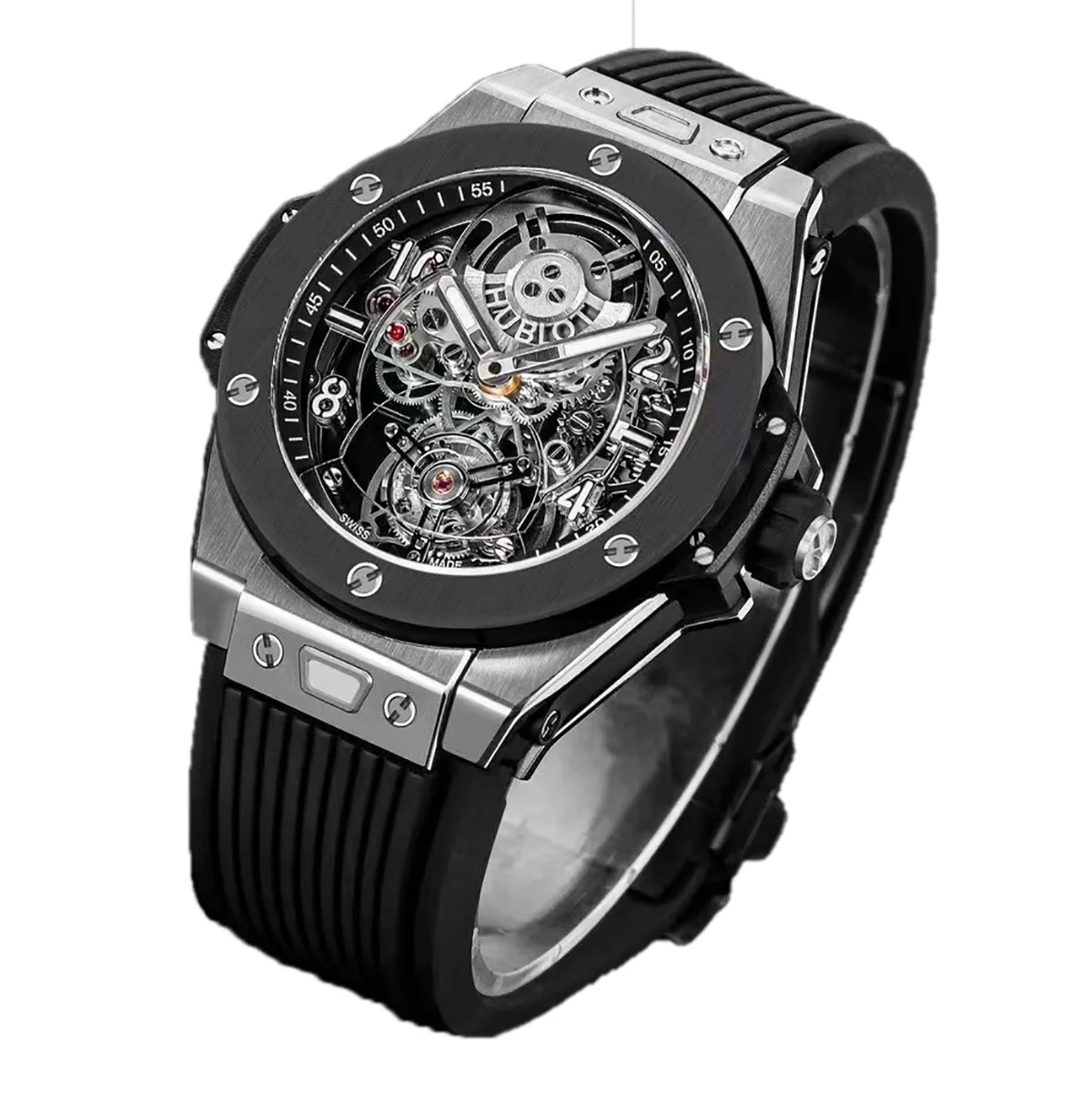 Classic Fusion Tourbillon 45mm with Ceramic Bezel Skeleton Dial in Steel