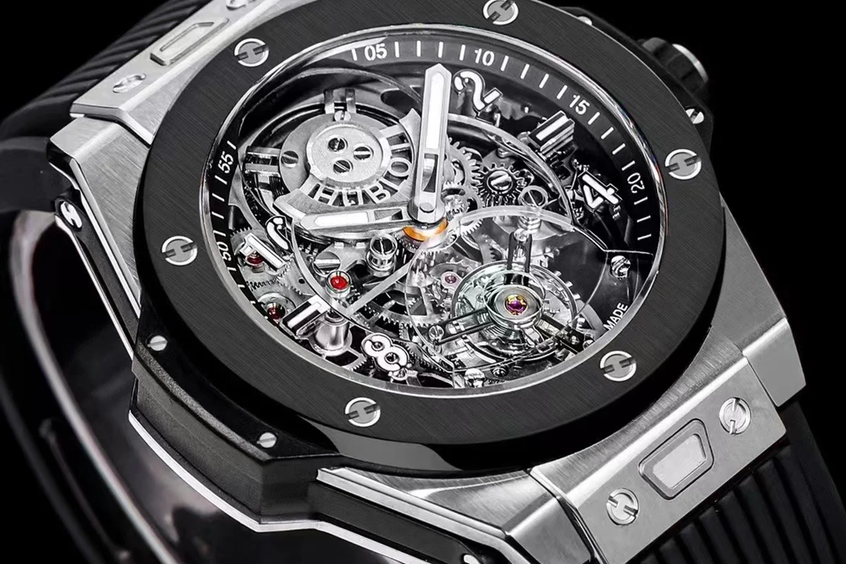 Classic Fusion Tourbillon 45mm with Ceramic Bezel Skeleton Dial in Steel