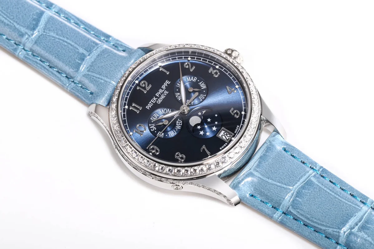 Complications 4948G Annual Calendar Moonphase Blue Dial in White Gold on Leather Strap
