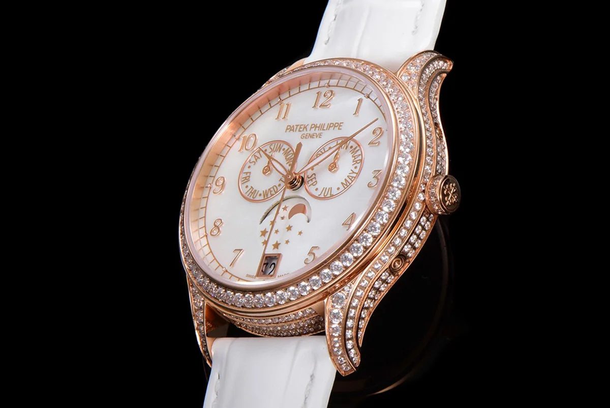 Complications 4948G Annual Calendar Moonphase MOP Dial in White Pink on Leather Strap