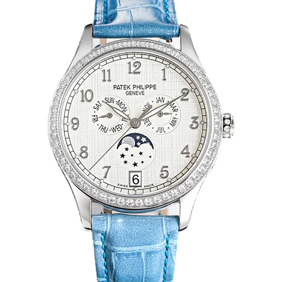 Complications 4948G Annual Calendar Moonphase White Dial in White Gold on Leather Strap
