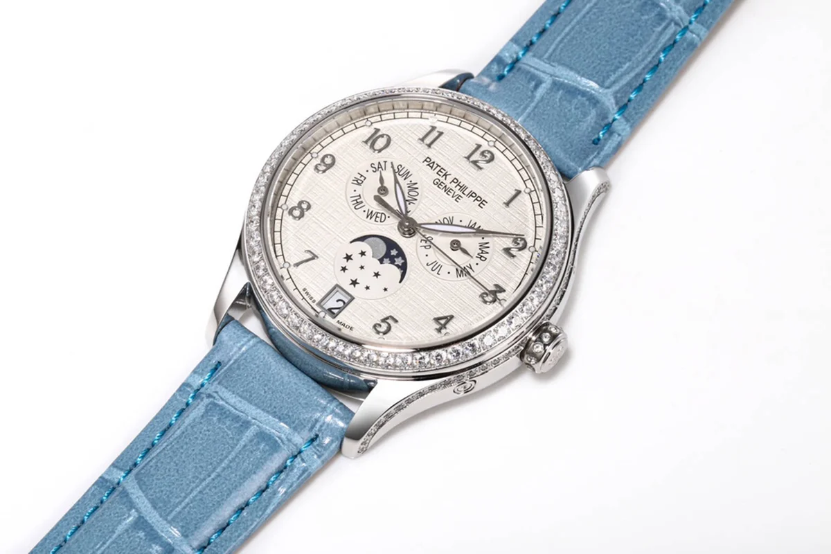 Complications 4948G Annual Calendar Moonphase White Dial in White Gold on Leather Strap