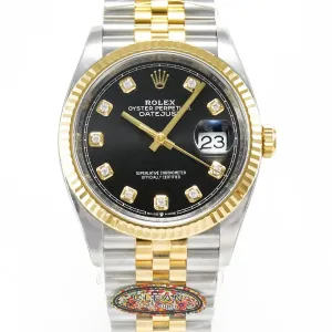 DateJust 36 126233 Clean 1:1 Best Edition 904L Steel Black Diamonds Dial on SS/YG Jubilee Bracelet VR3235