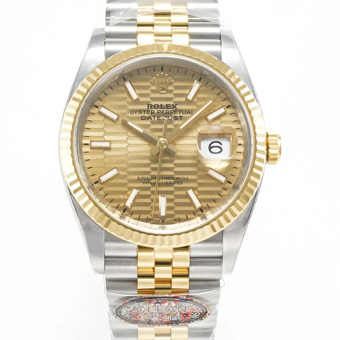 DateJust 36 126233 Clean 1:1 Best Edition 904L Steel YG Textured Stick Dial on SS/YG Jubilee Bracelet VR3235