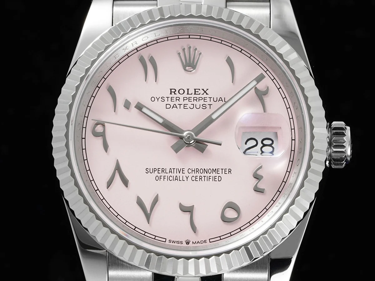 Datejust 36 126234 Pink Dial with Arabic Numerals in Steel