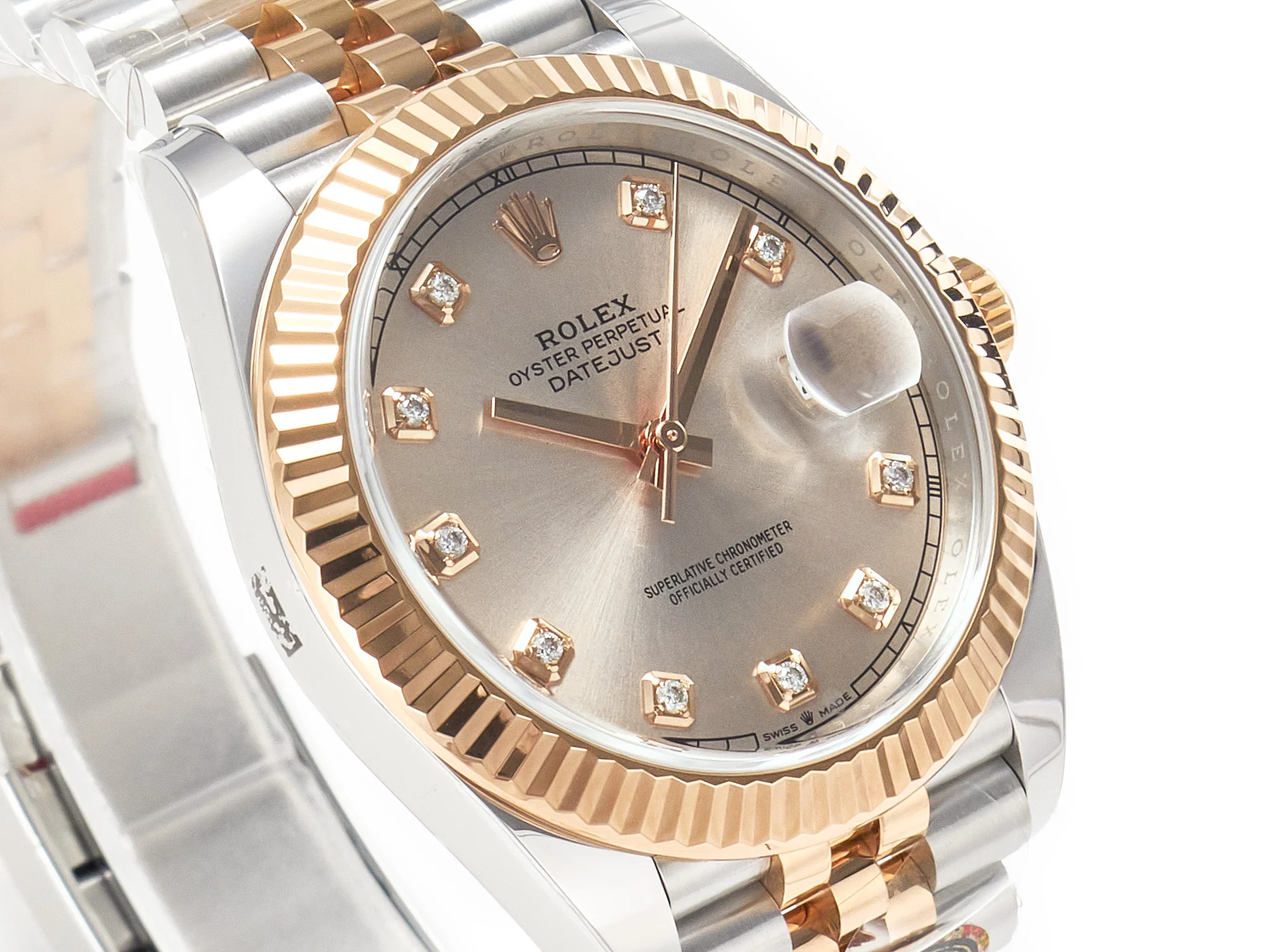 DateJust 41 126331 904L SS/RG Clean 1:1 Best Edition Steel Silver Diamond Stick Dial on Jubilee Bracelet VR3235