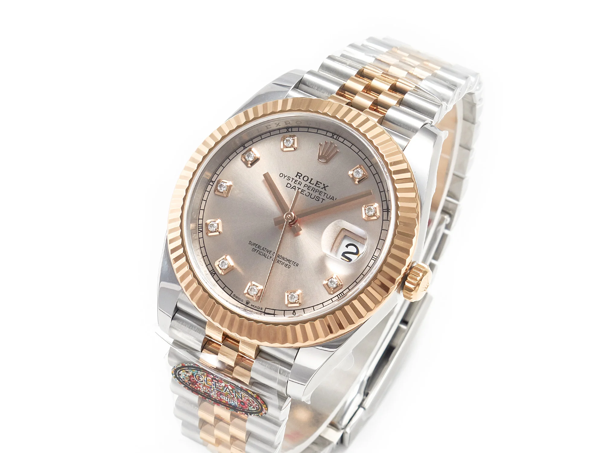 DateJust 41 126331 904L SS/RG Clean 1:1 Best Edition Steel Silver Diamond Stick Dial on Jubilee Bracelet VR3235
