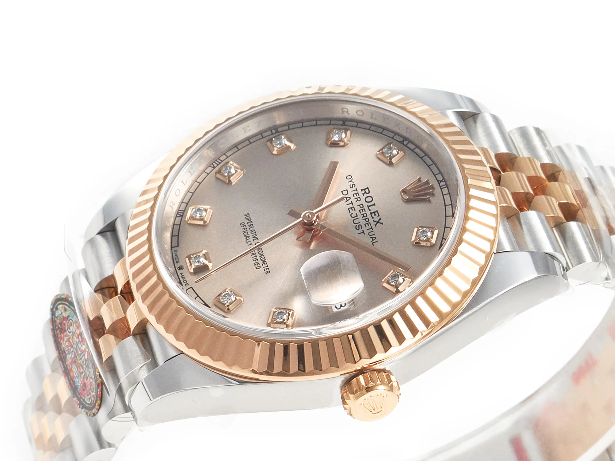 DateJust 41 126331 904L SS/RG Clean 1:1 Best Edition Steel Silver Diamond Stick Dial on Jubilee Bracelet VR3235