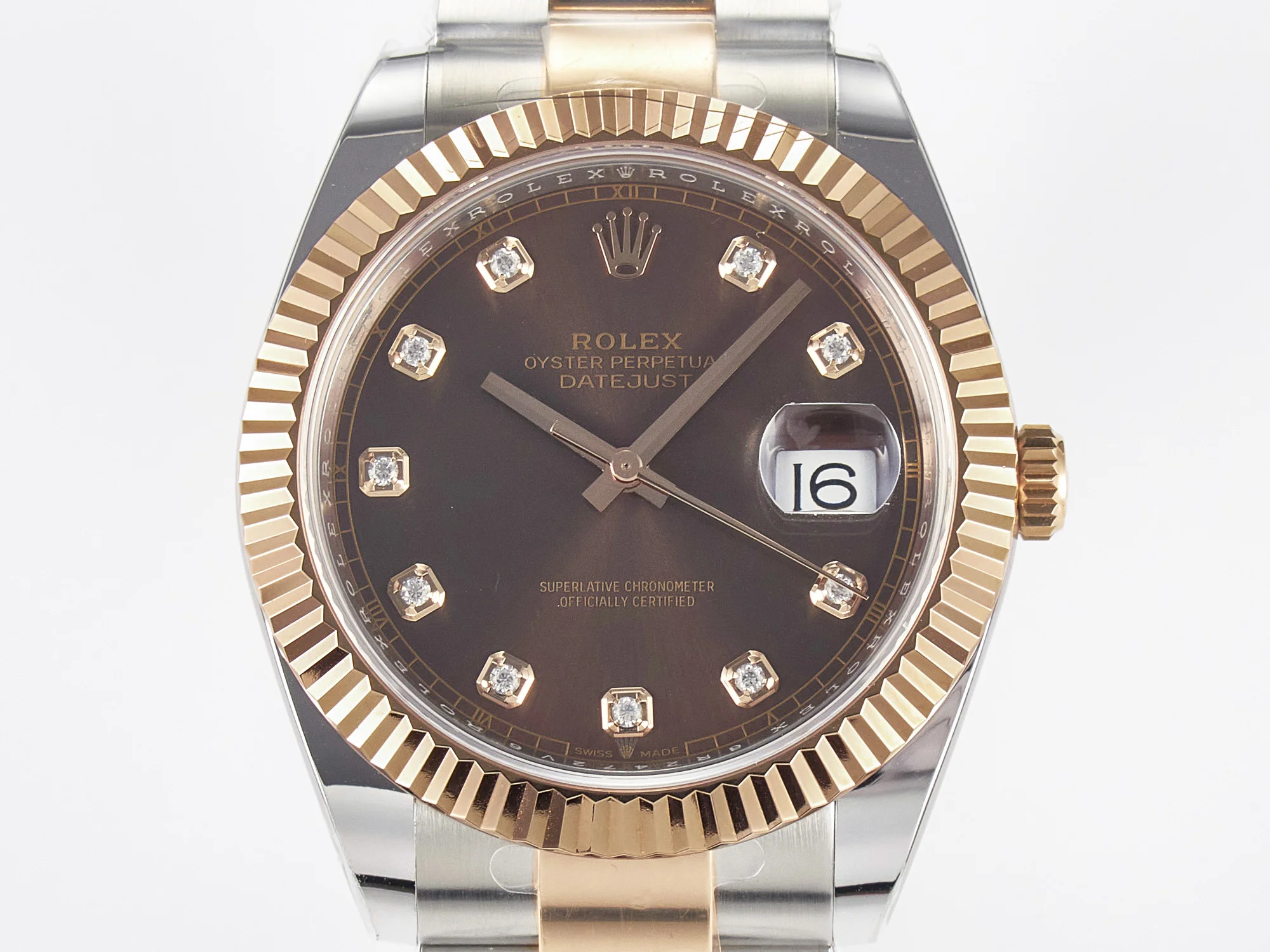 DateJust 41 126331 ARF 1:1 Best Edition 904L Steel Brown Diamonds Dial on SS/RG Oyster Bracelet SH3235(Gain Weight)