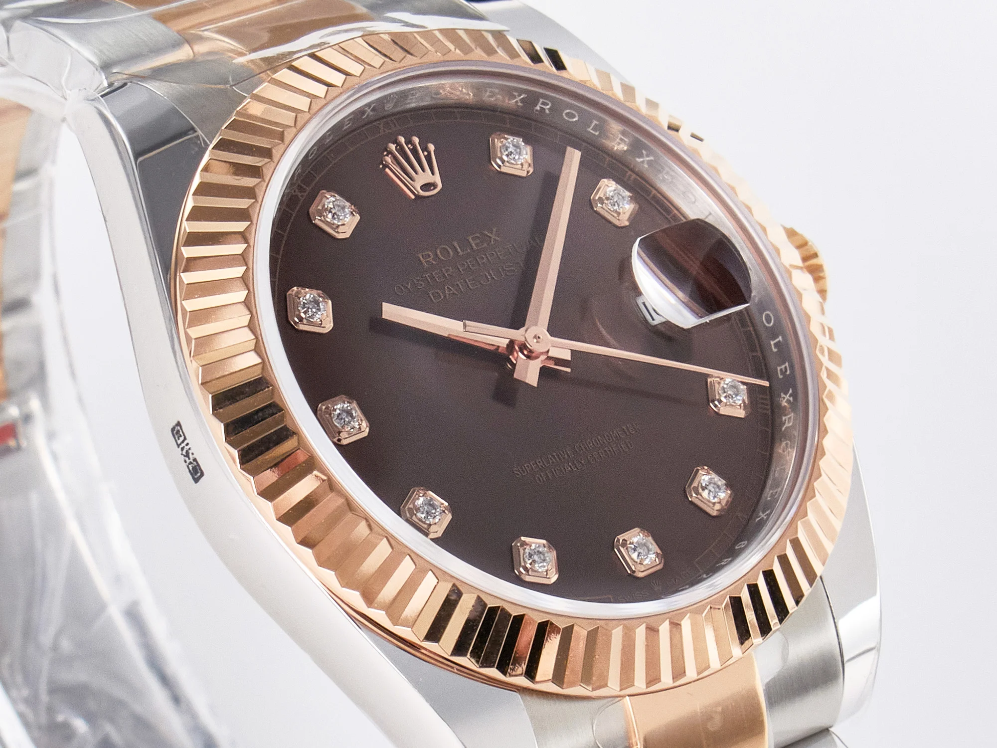 DateJust 41 126331 ARF 1:1 Best Edition 904L Steel Brown Diamonds Dial on SS/RG Oyster Bracelet SH3235(Gain Weight)