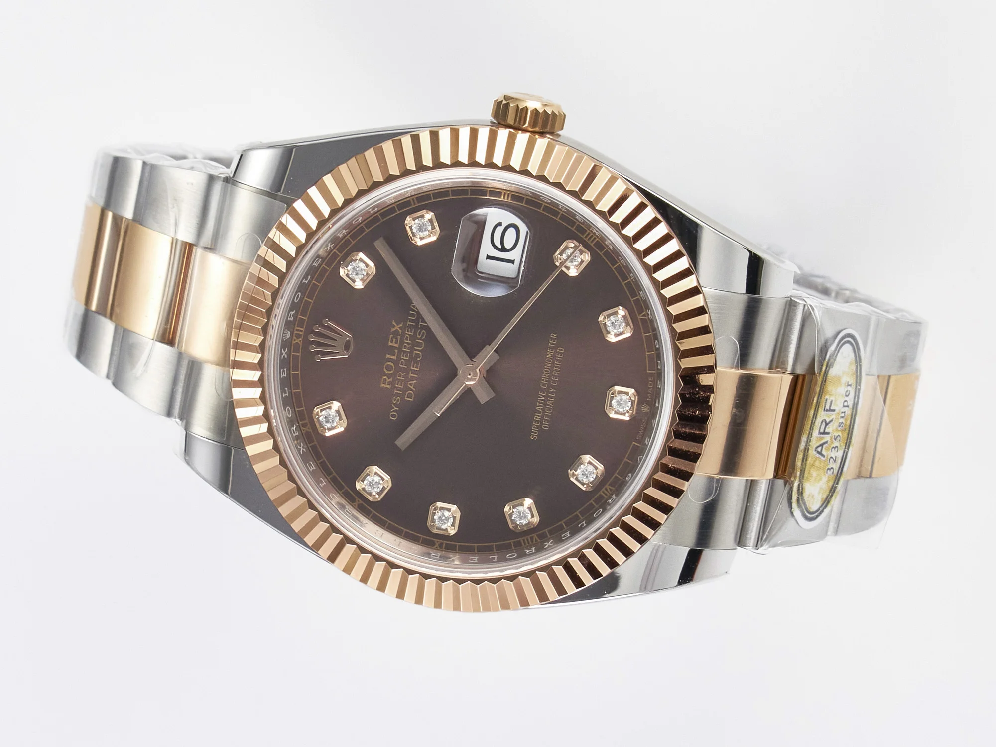 DateJust 41 126331 ARF 1:1 Best Edition 904L Steel Brown Diamonds Dial on SS/RG Oyster Bracelet SH3235(Gain Weight)