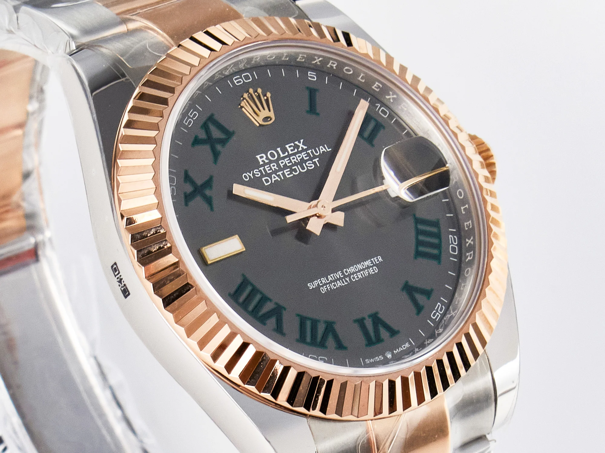 DateJust 41 126331 ARF 1:1 Best Edition 904L Steel Gray Dial Green Roman Marker on SS/RG Oyster Bracelet SH3235(Gain Weight)