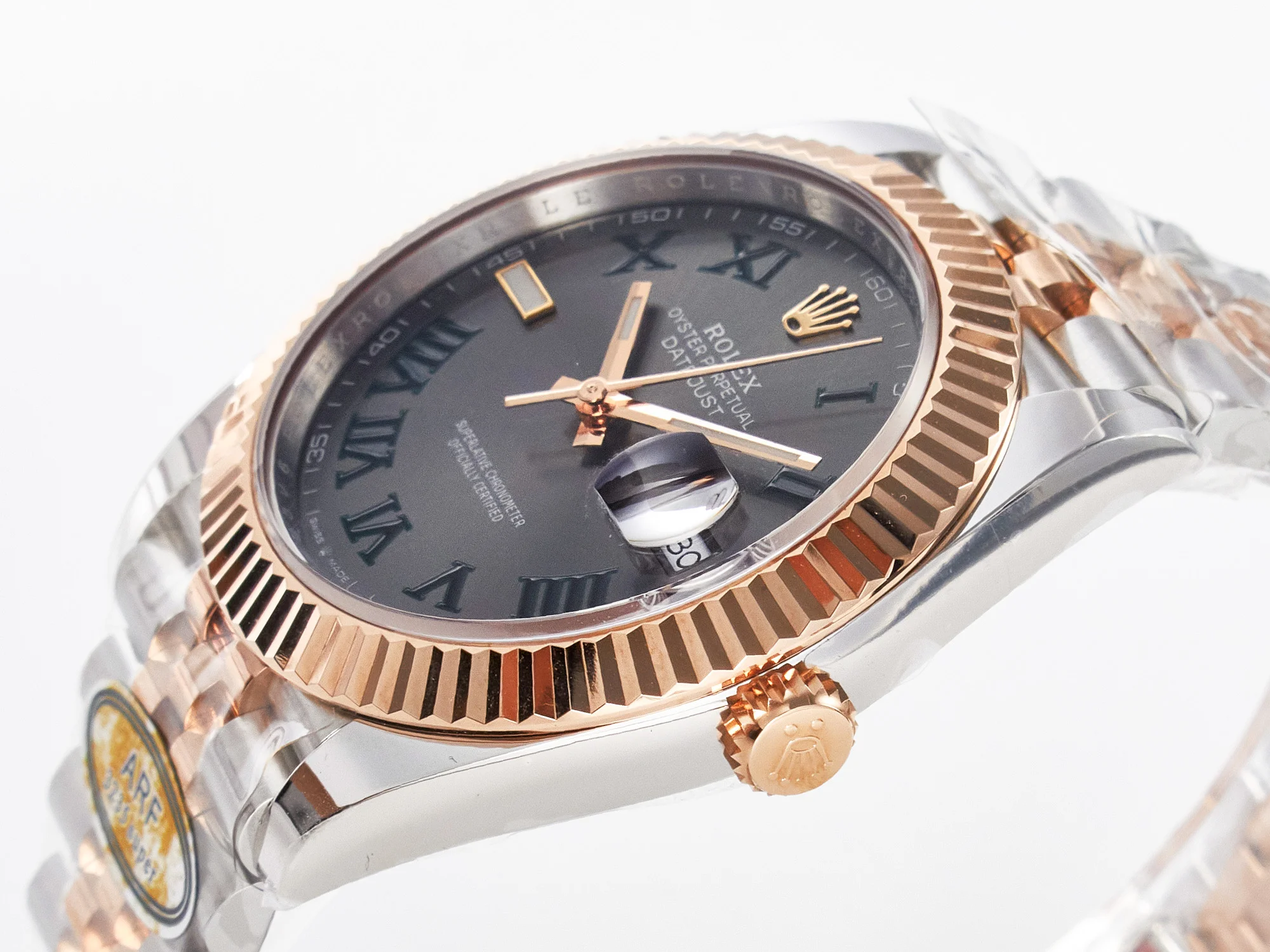 DateJust 41 126331 ARF 1:1 Best Edition 904L Steel Gray Dial Green Roman Marker on SS/RG Jubilee Bracelet SH3235(Gain Weight)