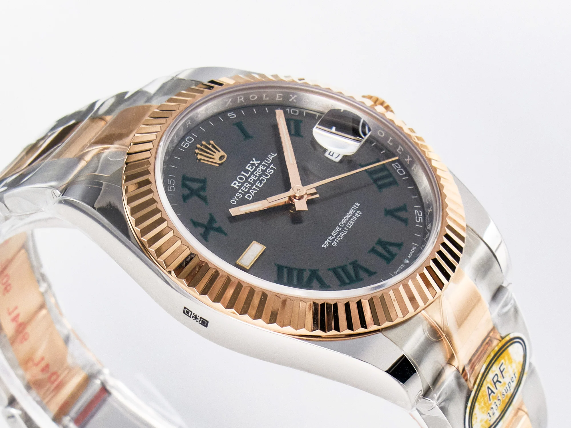 DateJust 41 126331 ARF 1:1 Best Edition 904L Steel Gray Dial Green Roman Marker on SS/RG Oyster Bracelet SH3235(Gain Weight)