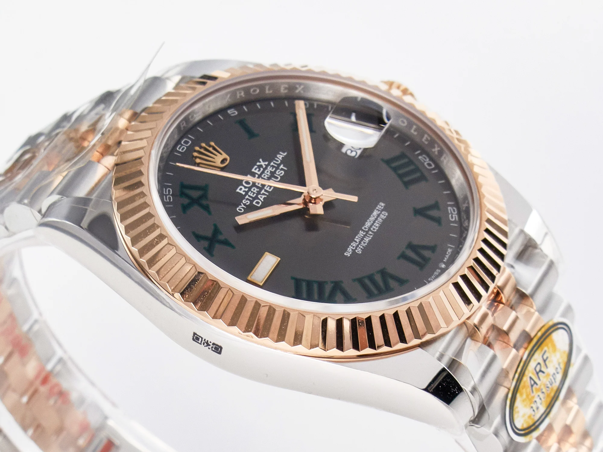DateJust 41 126331 ARF 1:1 Best Edition 904L Steel Gray Dial Green Roman Marker on SS/RG Jubilee Bracelet SH3235(Gain Weight)