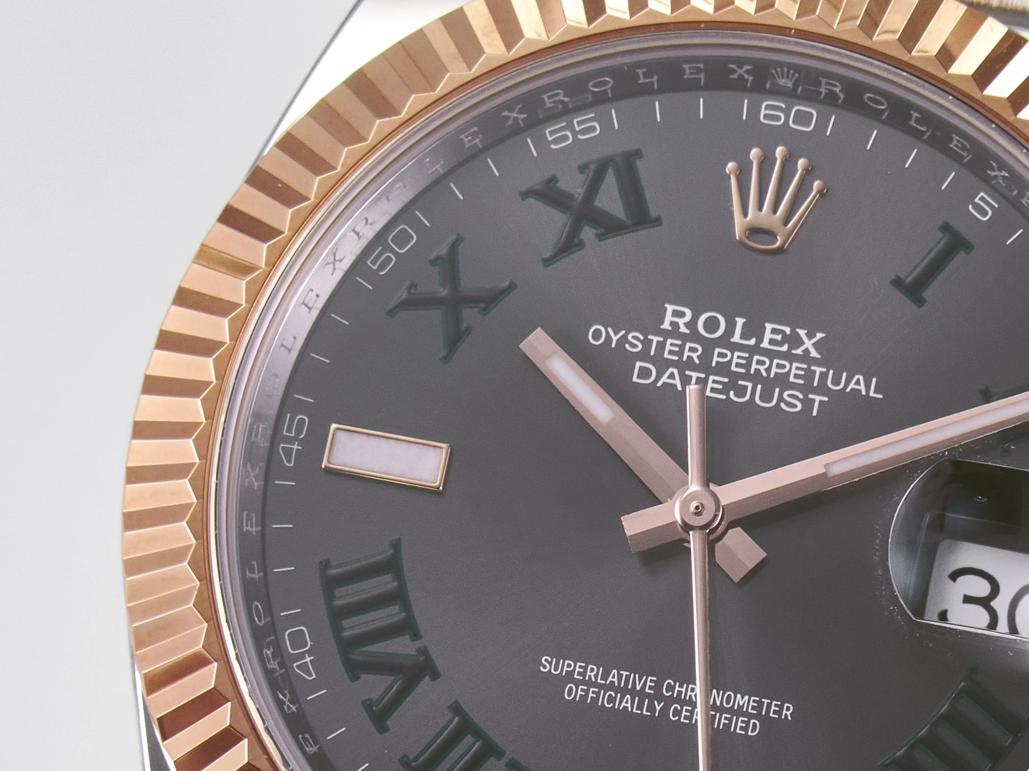 DateJust 41 126331 ARF 1:1 Best Edition 904L Steel Gray Dial Green Roman Marker on SS/RG Jubilee Bracelet SH3235(Gain Weight)