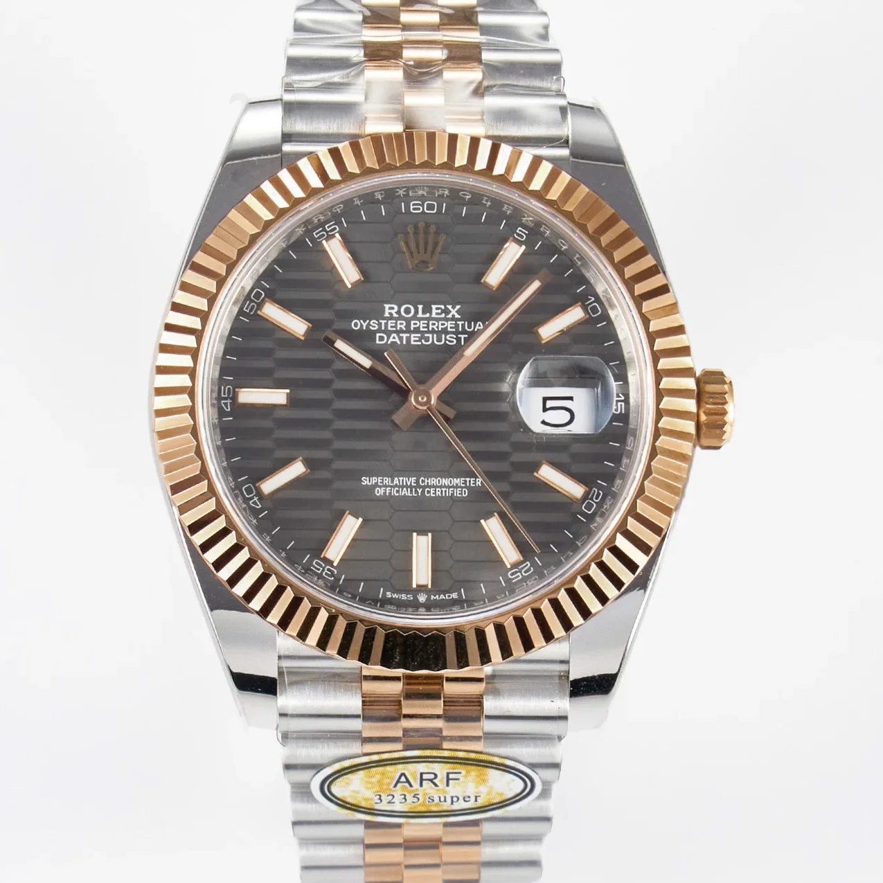 DateJust 41 126331 ARF 1:1 Best Edition 904L Steel Gray Textured Dial on SS/RG Jubilee Bracelet SH3235(Gain Weight)