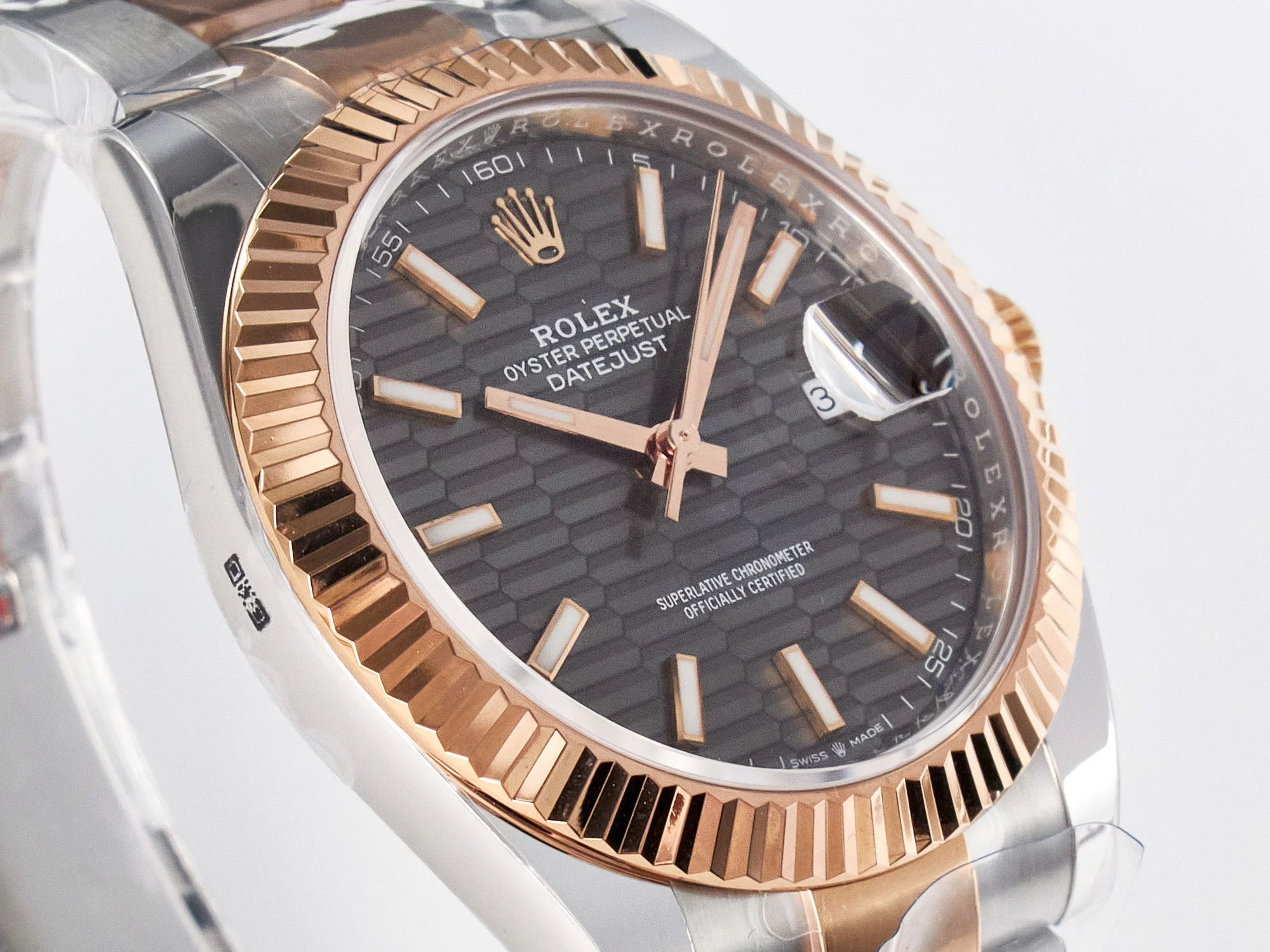 DateJust 41 126331 ARF 1:1 Best Edition 904L Steel Gray Textured Dial on SS/RG Oyster Bracelet SH3235(Gain Weight)