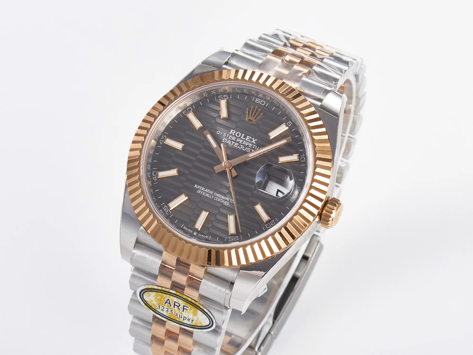 DateJust 41 126331 ARF 1:1 Best Edition 904L Steel Gray Textured Dial on SS/RG Jubilee Bracelet SH3235(Gain Weight)