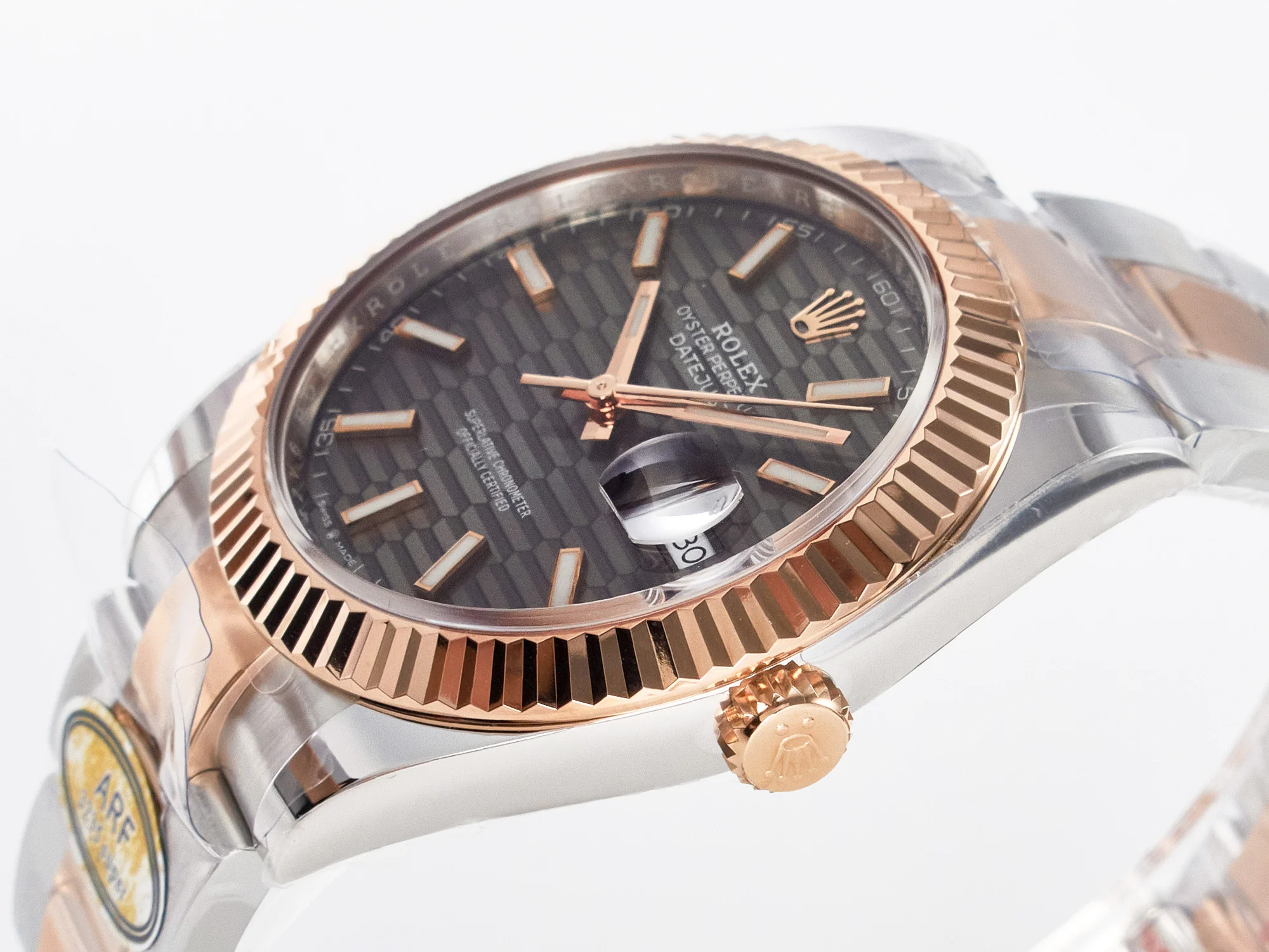 DateJust 41 126331 ARF 1:1 Best Edition 904L Steel Gray Textured Dial on SS/RG Oyster Bracelet SH3235(Gain Weight)