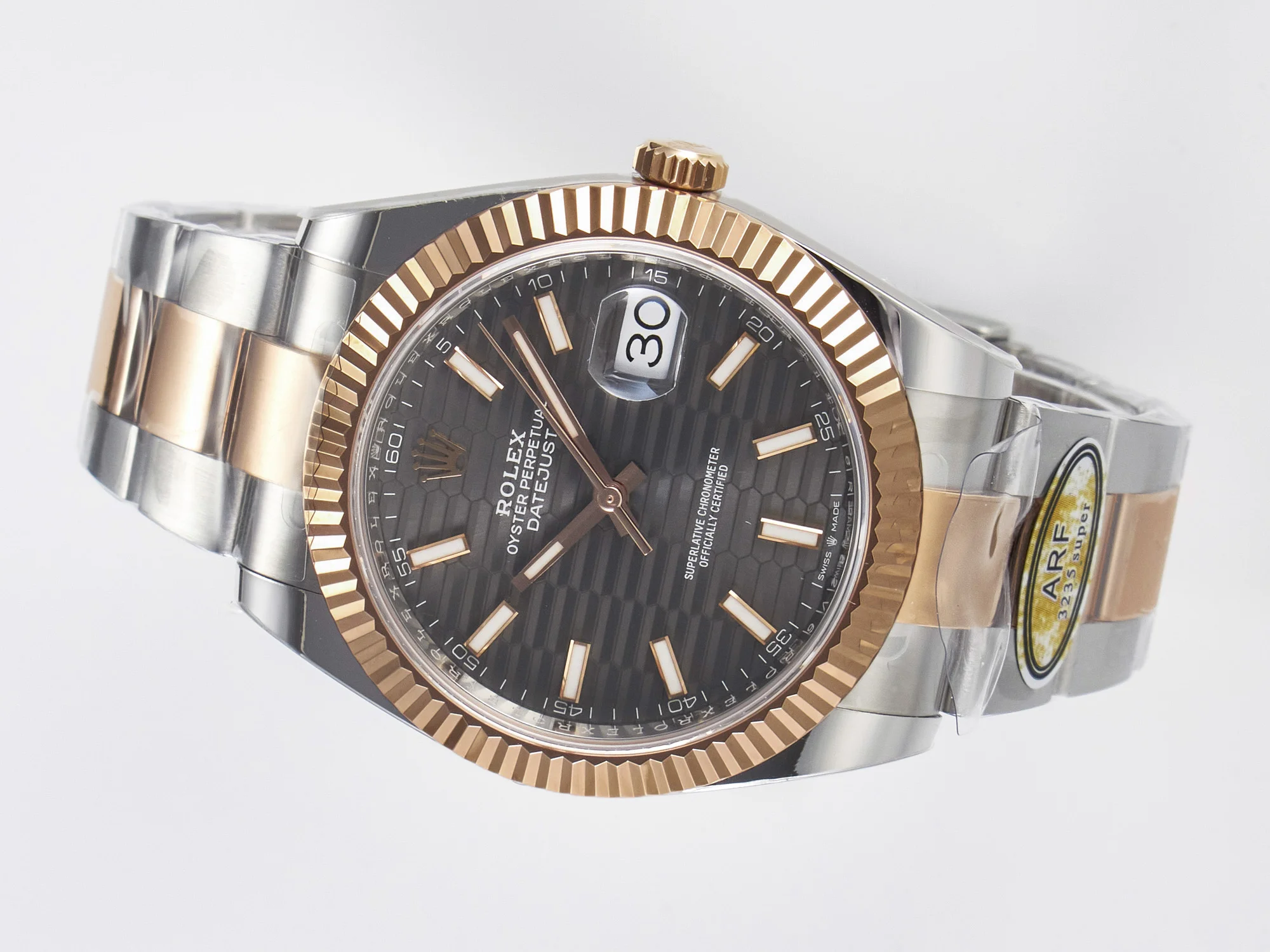DateJust 41 126331 ARF 1:1 Best Edition 904L Steel Gray Textured Dial on SS/RG Oyster Bracelet SH3235(Gain Weight)