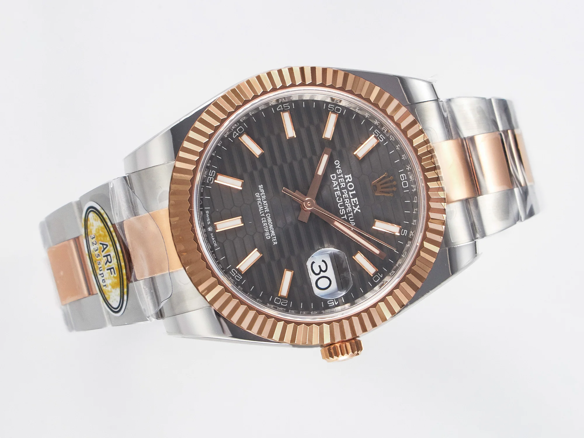 DateJust 41 126331 ARF 1:1 Best Edition 904L Steel Gray Textured Dial on SS/RG Oyster Bracelet SH3235(Gain Weight)
