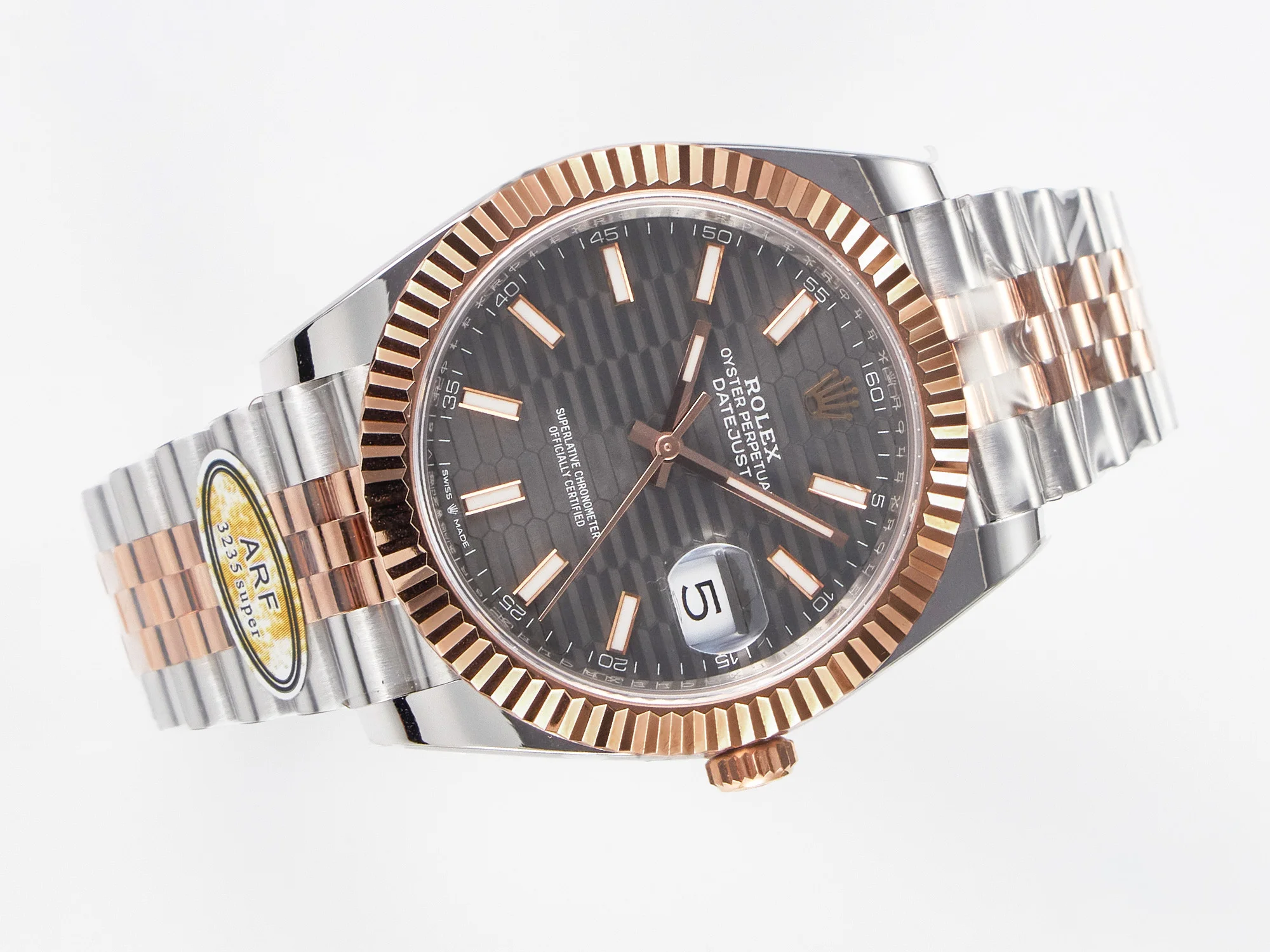 DateJust 41 126331 ARF 1:1 Best Edition 904L Steel Gray Textured Dial on SS/RG Jubilee Bracelet SH3235(Gain Weight)