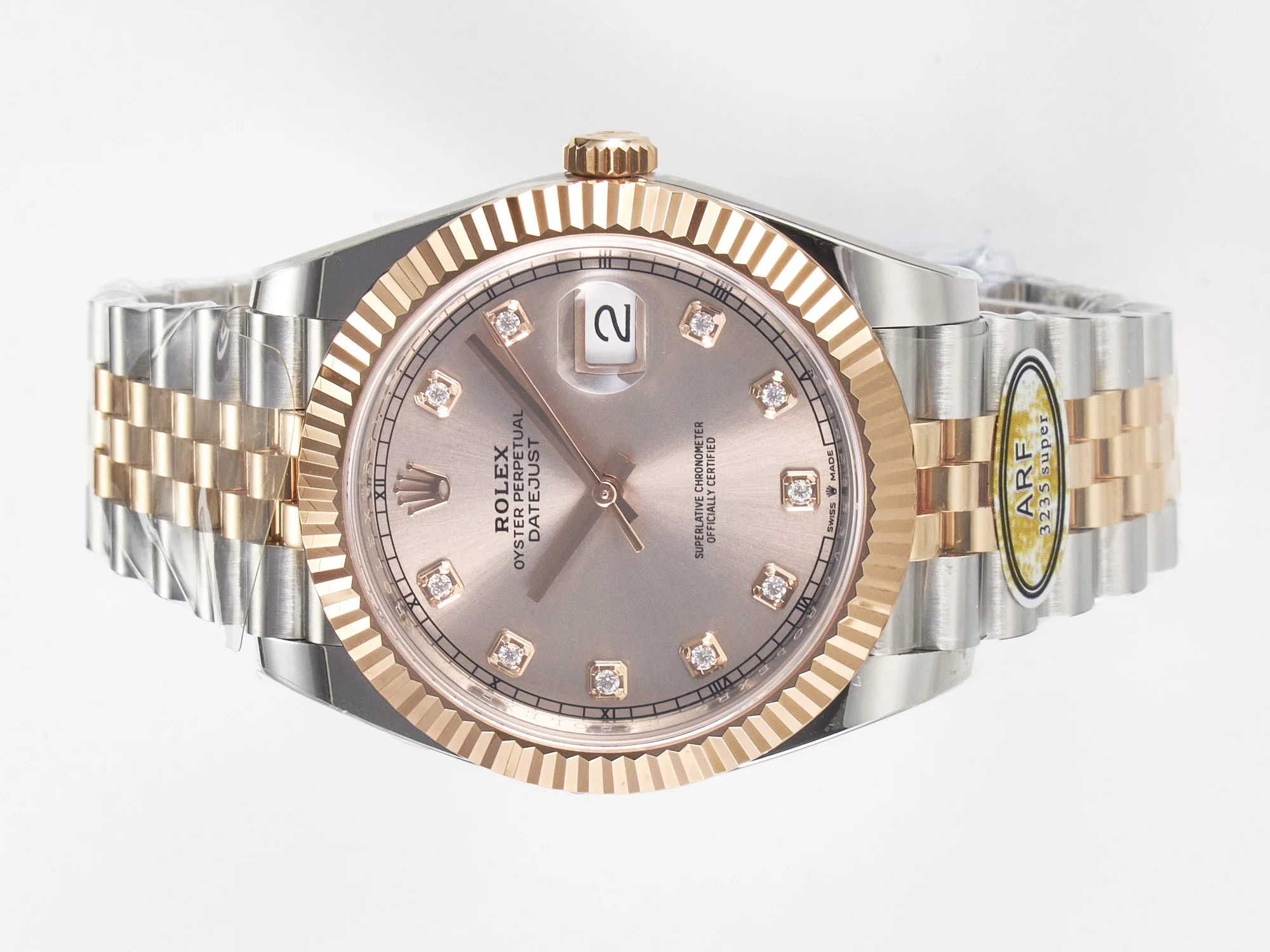 DateJust 41 126331 ARF 1:1 Best Edition 904L Steel RG Diamonds Dial on SS/RG Jubilee Bracelet SH3235(Gain Weight)