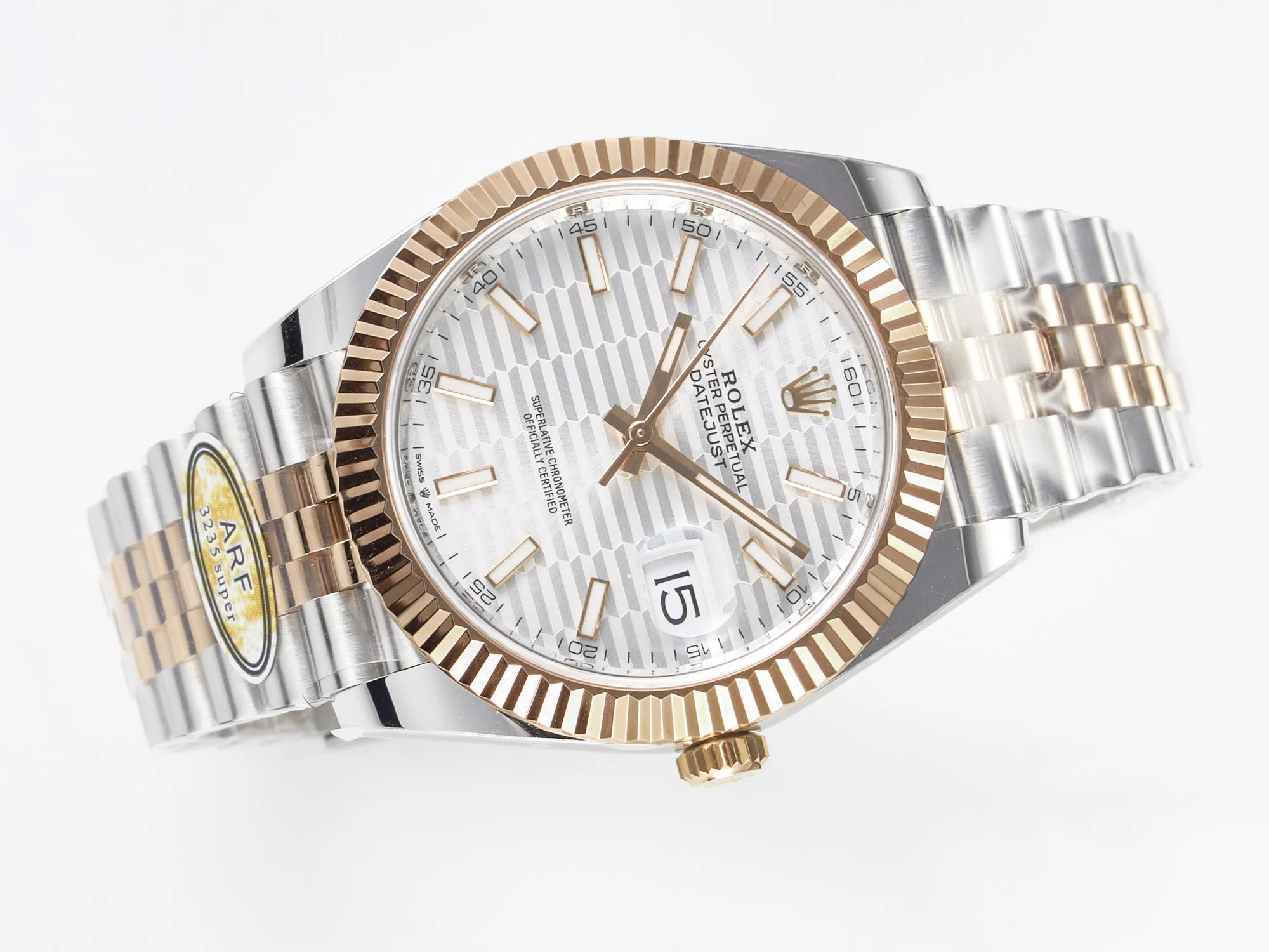 DateJust 41 126331 ARF 1:1 Best Edition 904L Steel Silver Textured Dial on SS/RG Jubilee Bracelet SH3235(Gain Weight)