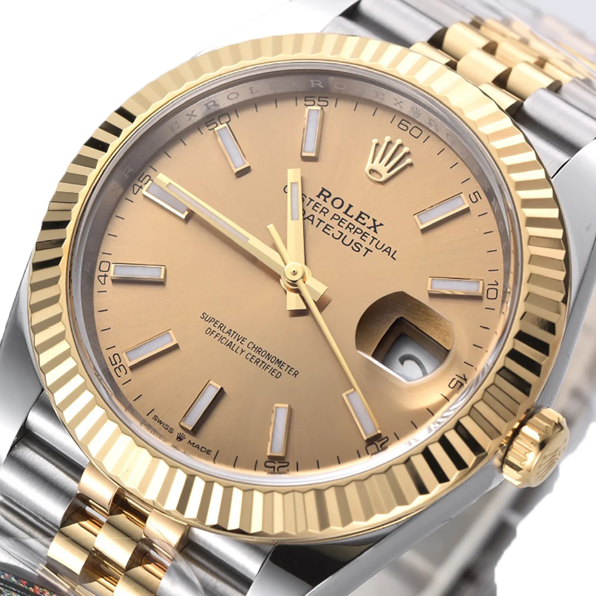 Datejust 41 126333 Champagne Dial Stick Markers in Yellow/Steel on Jubilee Bracelet