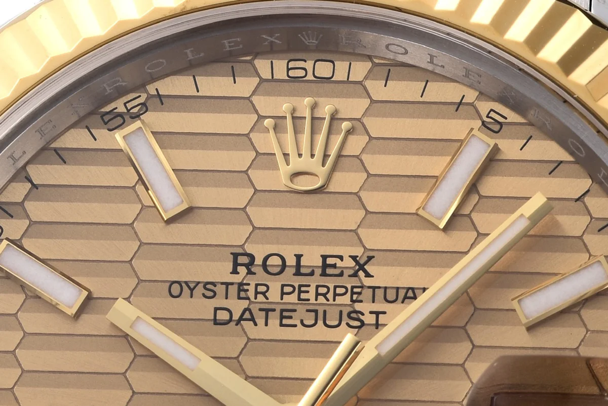 Datejust 41 126333 Champagne Motif Dial Stick Markers in Yellow/Steel on Jubilee Bracelet