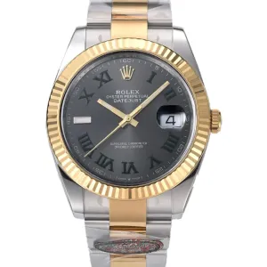 Datejust 41 126333 Slate Dial Stick Markers in Yellow/Steel on Oyster Bracelet