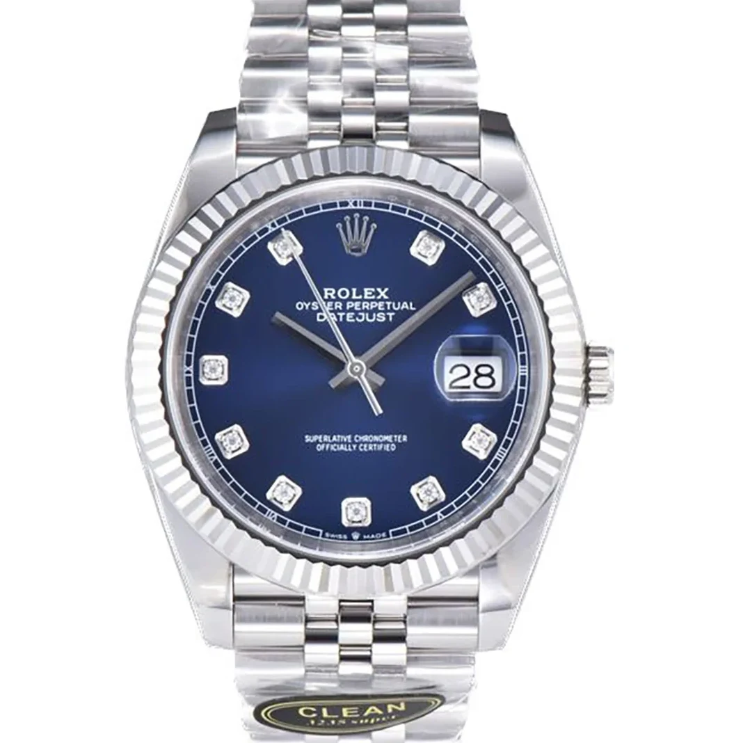 Datejust 41 126334 Bright Blue Dial Diamond Markers on Jubilee Bracelet