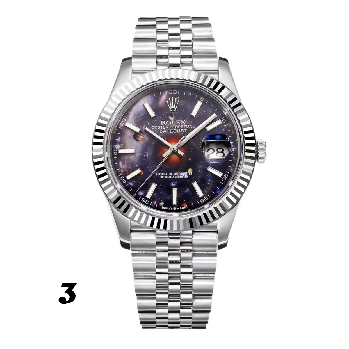Datejust 41 Custom Dial with Stick Marker in Steel