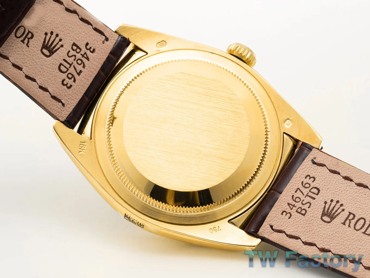 Day-Date 36 Black Dial in Yellow Gold on Leather Strap