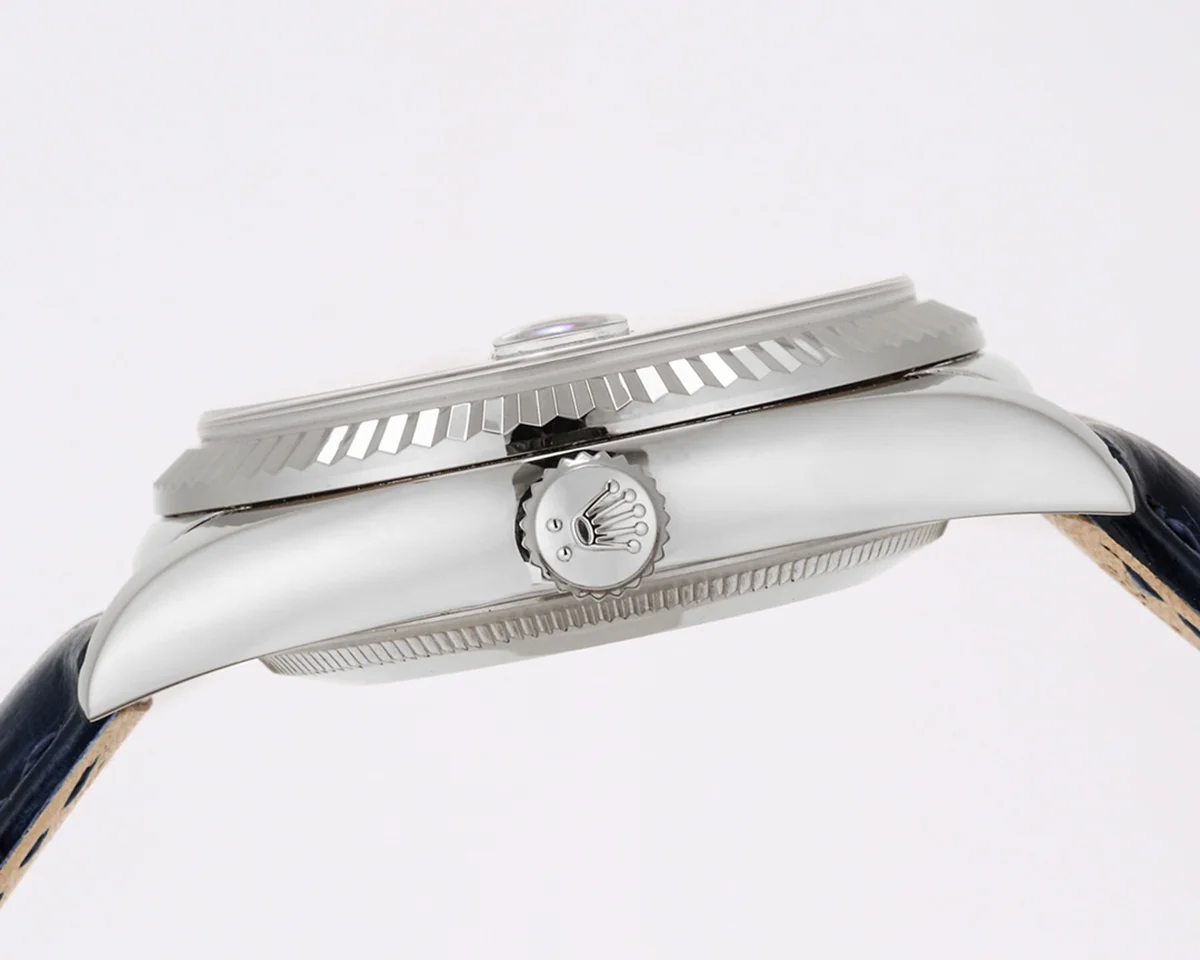 Day-Date 36 Blue Dial in White Gold on Leather Strap