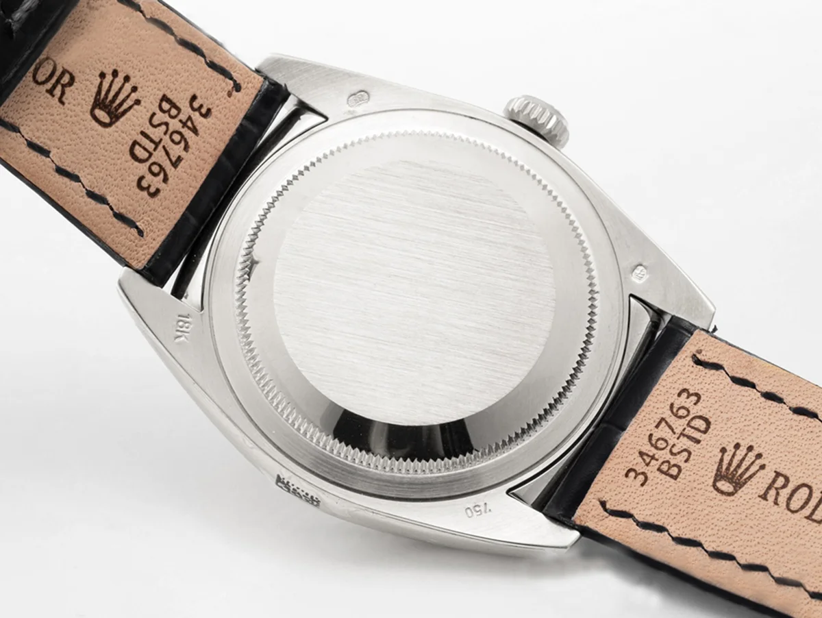 Day-Date 36 Silver Dial in White Gold on Leather Strap