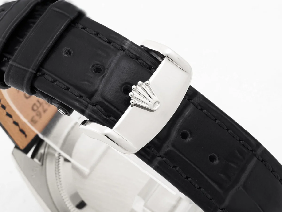 Day-Date 36 Silver Dial in White Gold on Leather Strap