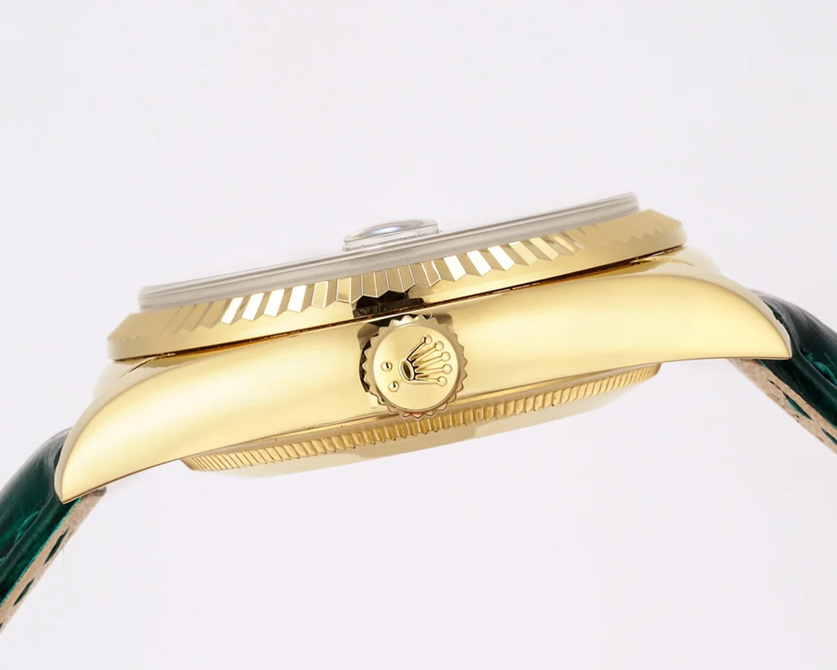 Day-Date 36 White Dial in Yellow Gold on Leather Strap