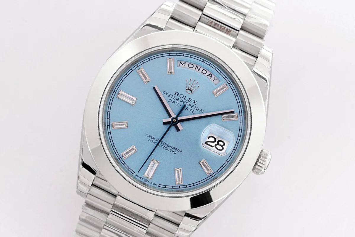 Day-Date 40 228236 Blue Dial with Diamond Markers in Platinum