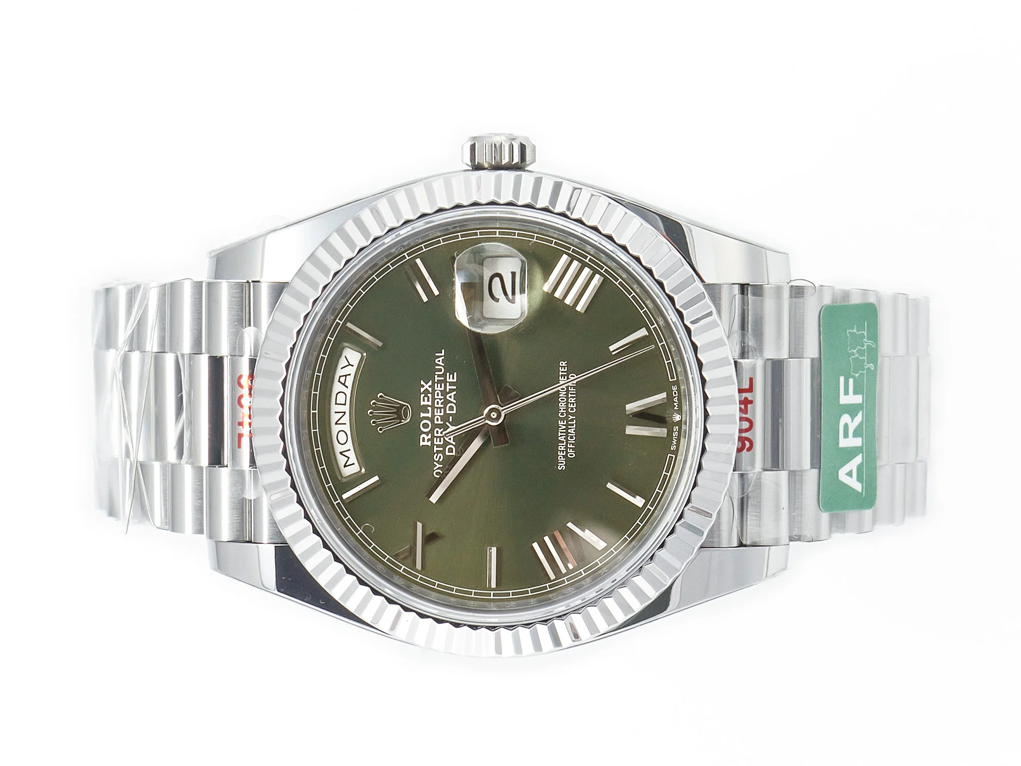Day Date 40 SS 228239 ARF 1:1 Best Edition Green Roman Dial on President Bracelet VR3255
