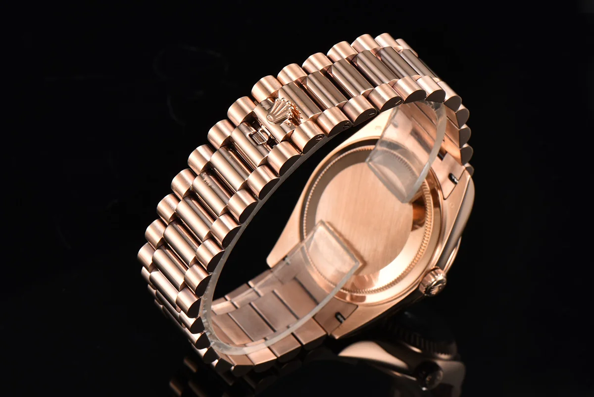 Daydate 36 128235 Eisenkiesel (Quartz Stone) Diamond Roman Dial in Everose Gold