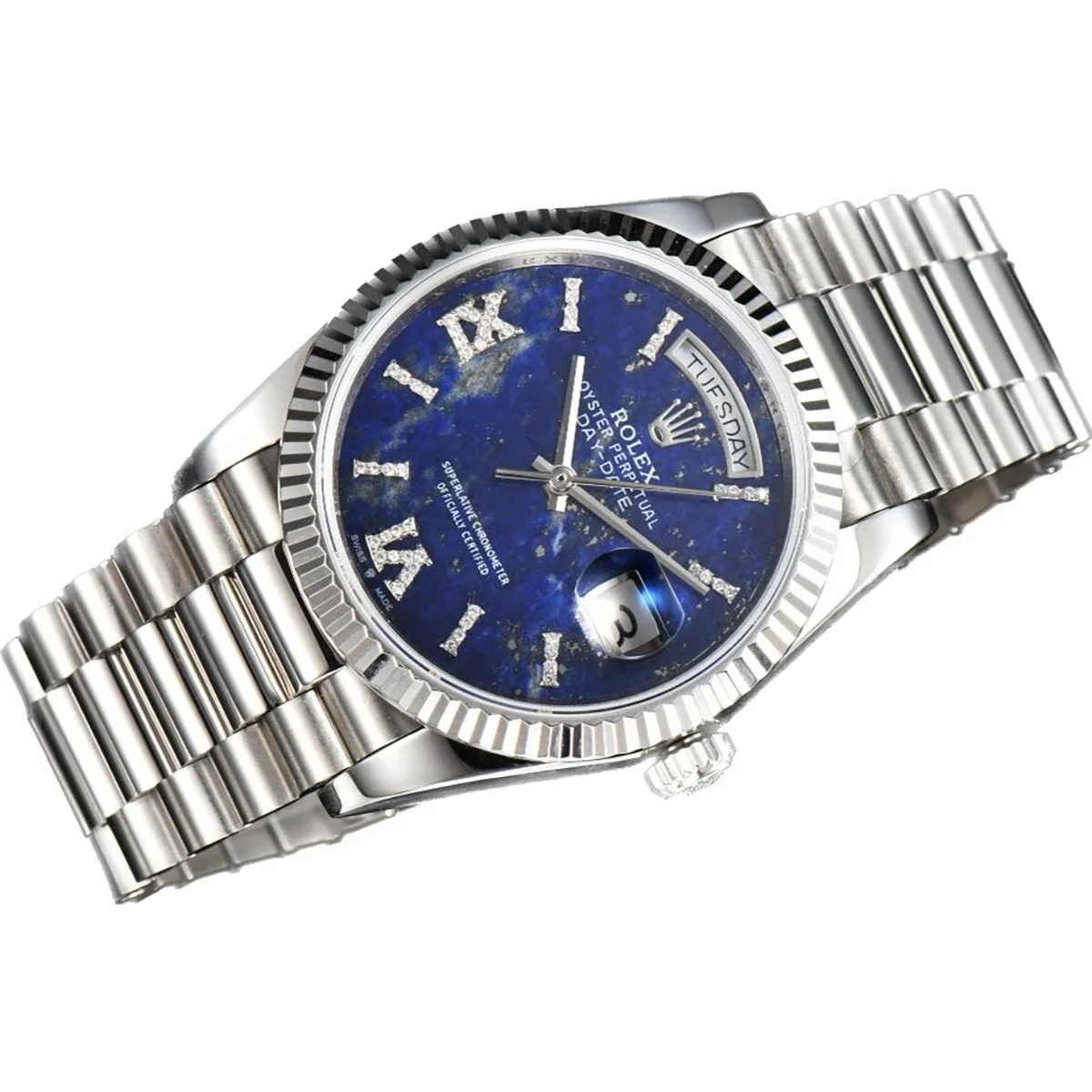 Daydate 36 128236 Lapis Lazuli Diamond Roman Dial in Platinum