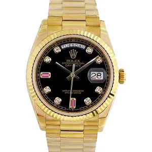 Daydate 36 128238 Black Dial in Yellow Gold