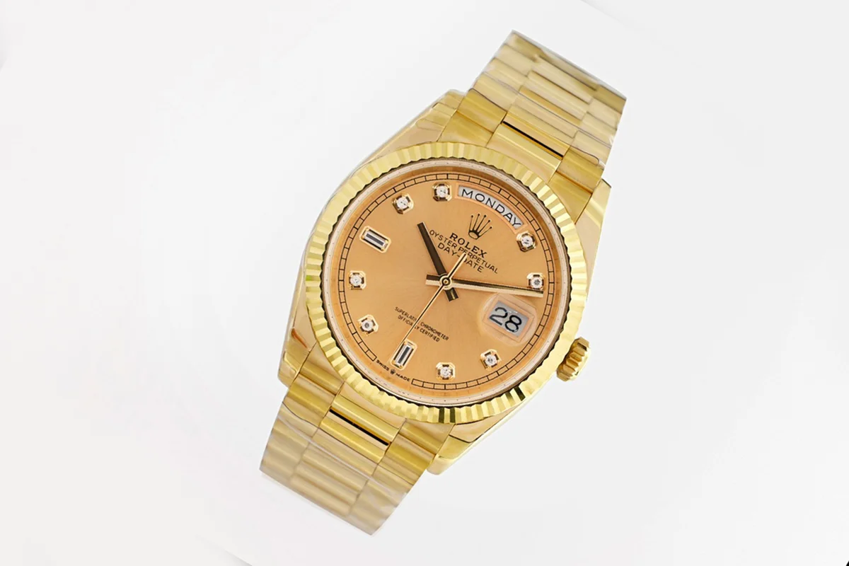 Daydate 36 128238 Champagne Dial in Yellow Gold