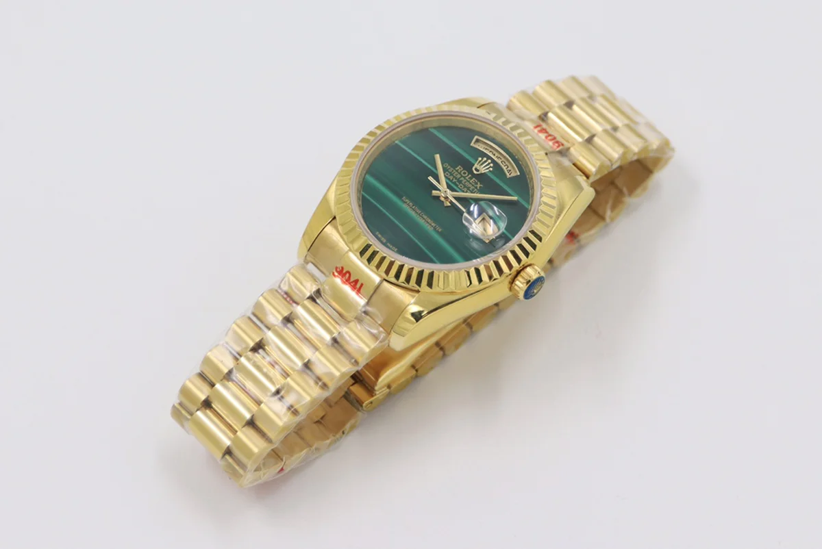 Daydate 36 128238 Malachite Dial in Yellow Gold
