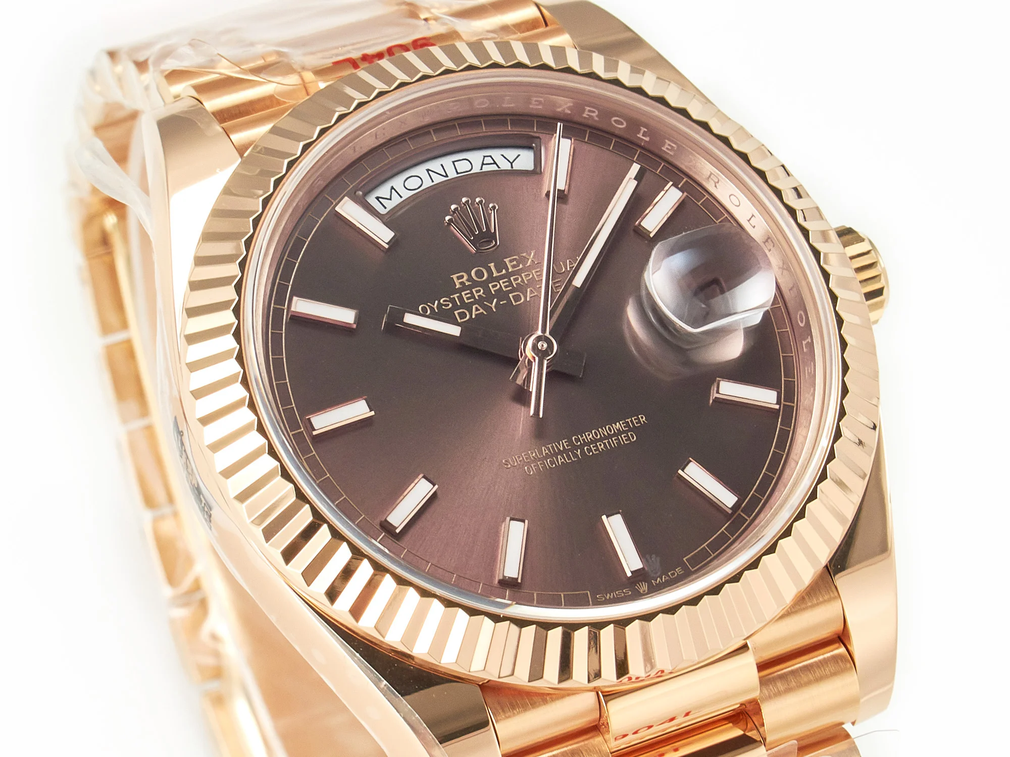 DayDate 40 228235 ARF 904L Steel Brown Stick Dial on President Bracelet VR3255