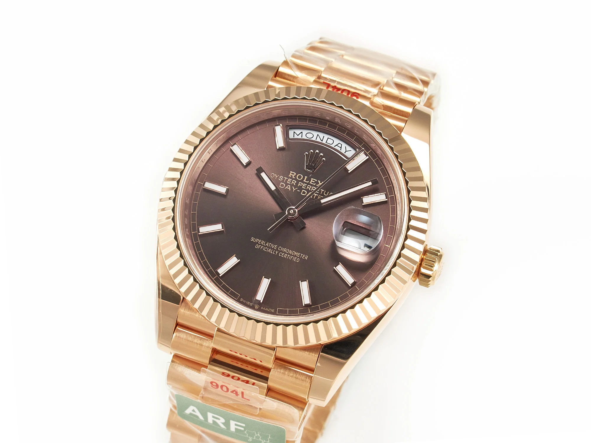 DayDate 40 228235 ARF 904L Steel Brown Stick Dial on President Bracelet VR3255